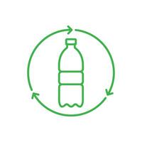 riciclare plastica bottiglia icona. bottiglia con riciclare simbolo. linea vettore