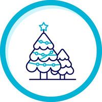 Natale albero Due colore blu cerchio icona vettore