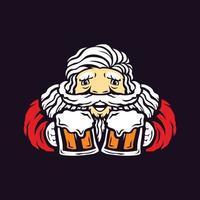 Babbo Natale che tiene la birra illustrazione vettoriale. festeggia il nuovo anno e buon natale vettore