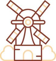 icona a due colori della linea del mulino a vento vettore