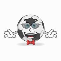 il personaggio mascotte del pallone da calcio diventa un uomo d'affari. illustrazione vettoriale