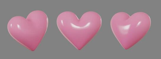 3d realistico rosa cuori. san valentino giorno carta. vettore illustrazione