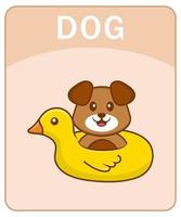 flashcard alfabeto con simpatico personaggio dei cartoni animati di cane. vettore