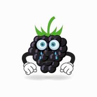 personaggio mascotte dell'uva con espressione triste. illustrazione vettoriale