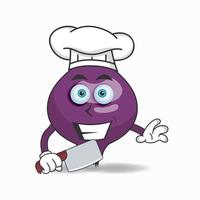 il personaggio mascotte della cipolla viola diventa uno chef. illustrazione vettoriale