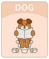 flashcard alfabeto con simpatico personaggio dei cartoni animati di cane. vettore