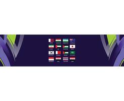 asiatico nazioni 2023 bandiere emblemi squadre paesi asiatico calcio simbolo logo design vettore illustrazione