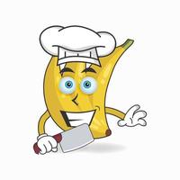 il personaggio mascotte banana diventa uno chef. illustrazione vettoriale