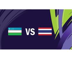 Uzbekistan e Tailandia incontro bandiere asiatico nazioni 2023 emblemi squadre paesi asiatico calcio simbolo logo design vettore illustrazione