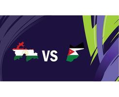 tagikistan e giordania incontro carta geografica bandiere asiatico nazioni 2023 emblemi squadre paesi asiatico calcio simbolo logo design vettore illustrazione
