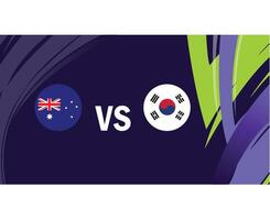 Australia e Corea repubblica incontro bandiere emblemi asiatico nazioni 2023 squadre paesi asiatico calcio simbolo logo design vettore illustrazione