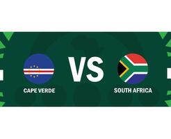 capo verde e Sud Africa emblemi incontro bandiere africano nazioni 2023 squadre paesi africano calcio simbolo logo design vettore illustrazione