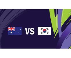Australia e Corea repubblica bandiere incontro asiatico nazioni 2023 emblemi squadre paesi asiatico calcio simbolo logo design vettore illustrazione