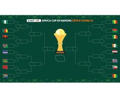 Africa tazza di nazioni 2023 sentiero bandiere emblemi squadre paesi africano calcio simbolo logo design vettore illustrazione