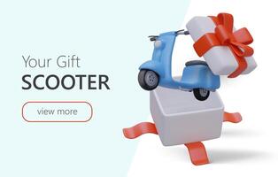 elettrico scooter come regalo. promozione con costoso presente vettore