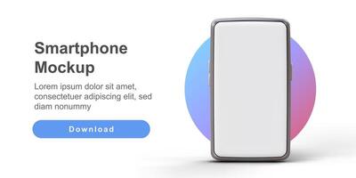 3d smartphone con vuoto schermo. touch screen modello per pubblicità vettore