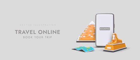 libro biglietto per Egitto. interessante turista viaggi. ordinazione tour per piramidi, sfinge vettore