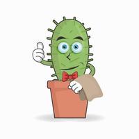 il personaggio mascotte cactus diventa camerieri. illustrazione vettoriale