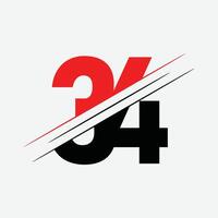 semplice numero 34 logo design servizio vettore
