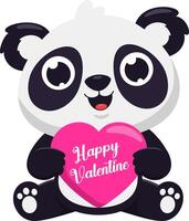 carino San Valentino panda orso cartone animato personaggio Tenere un' cuore con testo. vettore illustrazione piatto design