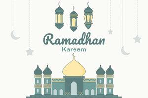 Ramadhan kareem concetto. islamico sfondo design con moschea e ornamento. vettore illustrazione.