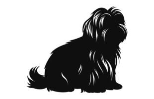 shih tzu cane vettore nero silhouette isolato su un' bianca sfondo