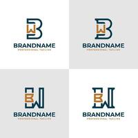 elegante lettera bw e wb monogramma logo, adatto per attività commerciale con bw o wb iniziali vettore