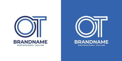 lettere ot linea monogramma logo, adatto per attività commerciale con ot o per iniziali vettore