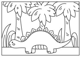 mano disegnato stampabile dinosauro colorazione pagina attività per ragazzo vettore
