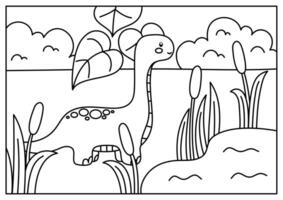 mano disegnato stampabile dinosauro colorazione pagina attività per ragazzo vettore