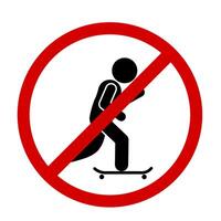 no andare con lo skateboard cartello su bianca sfondo. vettore illustrazione.