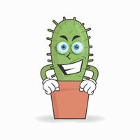 personaggio mascotte cactus con espressione di sorriso. illustrazione vettoriale