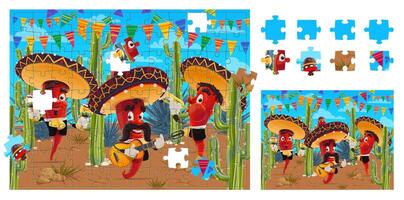 sega puzzle gioco con chili mariachi peperoni vettore