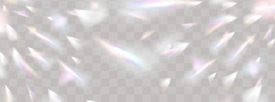 un' impostato di colorato vettore lente, cristallo arcobaleno leggero e bagliore trasparente sovrapposizione.effetti per sfondi.