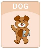 flashcard alfabeto con simpatico personaggio dei cartoni animati di cane. vettore