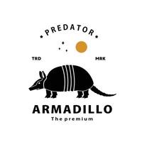 Vintage ▾ retrò fricchettone armadillo logo vettore schema silhouette arte icona