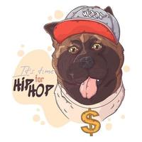 vettore di cane rapper akita disegnato a mano. oggetti isolati per il tuo design. ogni oggetto può essere modificato e spostato.