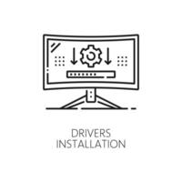computer Software linea icona di autista installazione vettore