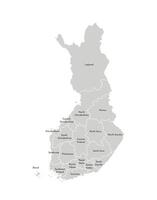 vettore isolato illustrazione di semplificato amministrativo carta geografica di Finlandia. frontiere e nomi di il regioni. grigio sagome. bianca schema