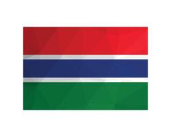 vettore illustrazione. ufficiale alfiere di Gambia. nazionale bandiera con rosso, blu, verde, bianca strisce. creativo design nel Basso poli stile con triangolare forme