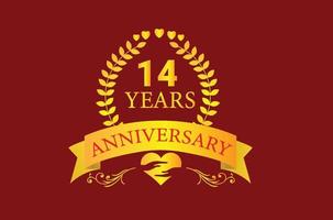 Logo dell'anniversario di 14 anni e design dell'icona vettore