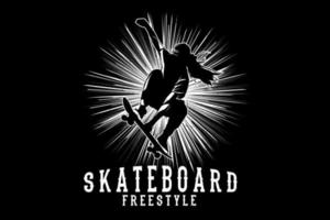 design silhouette skateboard freestyle vettore