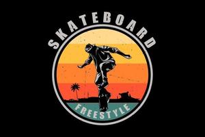 design silhouette skateboard freestyle vettore