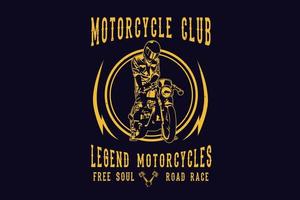 moto club leggenda moto design silhouette vettore