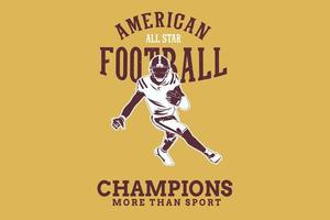 i campioni di football americano di tutte le stelle più del design della silhouette sportiva vettore