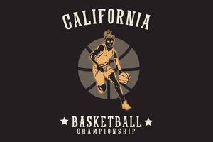 disegno della siluetta del campionato di basket della california vettore