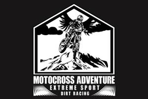 disegno della silhouette dell'avventura di motocross vettore