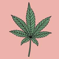 semplicità foglia di cannabis disegno a mano libera design piatto. vettore