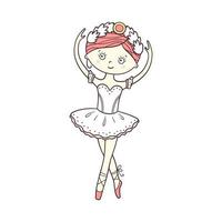 piccola ballerina carina in scarpe da punta e vestito. illustrazione vettoriale isolato in stile scarabocchio
