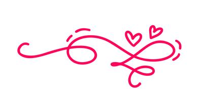 due cuori calligrafici disegnati a mano. Illustrazione lettering calligrafia. San Valentino di elemento di design di vacanza. Icona love decor per web, matrimonio e stampa. Isolato vettore
